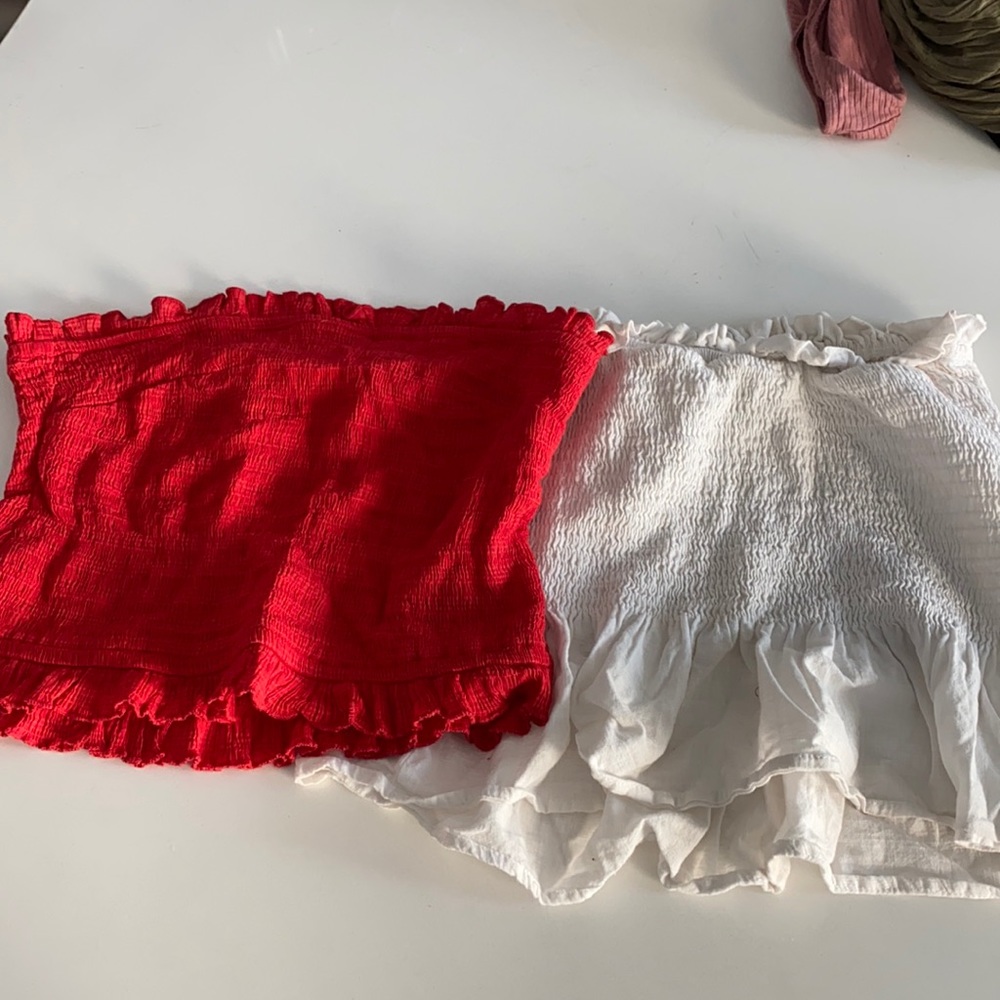 Red Urban Outfitters tube top and shein white one